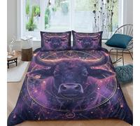 Cosmic Bullcopripiumino microfibra 3 pezzi motivo 3D con cerniera Mythical Astrology Art Set Di Copripiumino con federe per cuscini soffice morbido e comodo for adulti King（220x240cm）