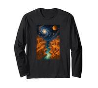 Cosmic Canyon Notte Fiume Spirale Galassia Fantasy Paesaggio Maglia a Manica