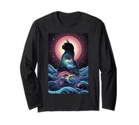 Cosmic Cat Feline Stars Space Magic Mystic Paw Maglia a Manica