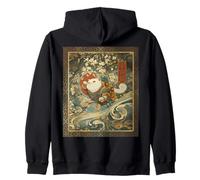 Cosmic Cat Ukiyo E Giapponese Spazio Neko Felpa con Cappuccio