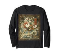 Cosmic Cat Ukiyo E Giapponese Spazio Neko Maglia a Manica