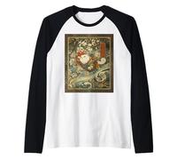 Cosmic Cat Ukiyo E Giapponese Spazio Neko Maglia con Maniche Raglan