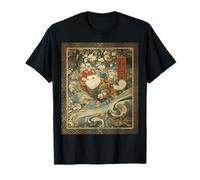 Cosmic Cat Ukiyo E Giapponese Spazio Neko Maglietta