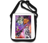 Cosmic Cats Pizza Burger Astronauta Cat Borsa a tracolla Bianco
