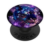 Cosmic Cheetah Leopard Tiger Purple Galaxy Stars Celestial PopSockets PopGrip Adesivo