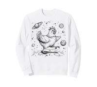 Cosmic Chicken Moonwalk Spazio Esterno Pianeta Saturno Stars Felpa