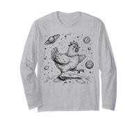 Cosmic Chicken Moonwalk Spazio Esterno Pianeta Saturno Stars Maglia a Manica