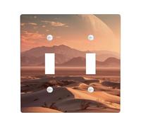 Cosmic Desert Light Switch Cover Piastre/Coperture Outlet, Dune di sabbia al tramonto con Planet Art per decorazione domestica, piastre da parete in termoplastica, dimensioni standard doppia levetta