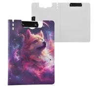 Cosmic Doge - Cartellina portablocco con portapenne, formato A4, per ufficio e scuola