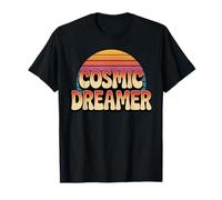 Cosmic Dreamer Retro Tramonto Logo Stile Vintage Maglietta