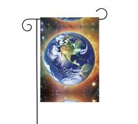 Cosmic Earth - Bandiera da giardino, 30,5 x 45,7 cm, double face, decorazione da giardino, resistente alle intemperie, in iuta