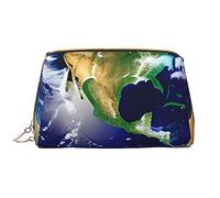 Cosmic Earth - Borsa portatile per trucco, in pelle PVC, chiusura a cerniera, borsa da viaggio per articoli da toeletta, borsa da viaggio, bianco, Taglia unica