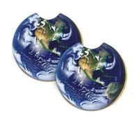 Cosmic Earth - Set di 2 sottobicchieri universali per auto, accessori per interni auto, 6,9 cm