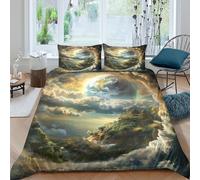 Cosmic EarthSet Di Copripiumino microfibra morbida 3 Pezzi stampa 3D con cerniera Fantasy Sky Art copripiumino con federe soffice ultra morbido for ragazze Single（135x200cm）