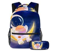 Cosmic Fantasy Zaino con astuccio, set di 2 zaini per bambini per ragazzi ragazze adolescenti, borsa per libri da viaggio per studenti, Multicolore#02, B：29.4x20x40cm P：19x7.5x3.8cm, Zaini Daypack
