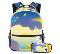 Cosmic Fantasy Zaino con astuccio, set di 2 zaini per bambini per ragazzi ragazze adolescenti, borsa per libri da viaggio per studenti, Multicolore#06, B：29.4x20x40cm P：19x7.5x3.8cm, Zaini Daypack