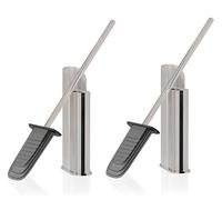 COSMIC Flat Pack 2 Spazzole da bagno in silicone dal design flessibile e ultra sottile. Porta scopino da pavimento o parete per WC. Porta scopino Cromato