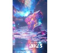 Cosmic Flow: sci-fi notebook cover, galaxy themed journal, fantasy space landscape, cosmic rocks illustration, futuristic crystal world, nebula art ... notebook 2025, vibrant galaxy planner