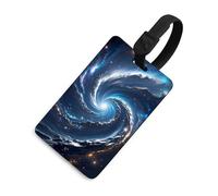 Cosmic Galaxy - Etichette per bagagli con carta d'identità, resistenti etichette per borse da viaggio, impermeabili, per valigie, zaini e custodie da viaggio, colore nero