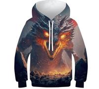 Cosmic Graveyard Felpe con cappuccio per bambini ragazzi ragazze pullover con cappuccio divertente felpe fresche a maniche lunghe leggero con cappuccio, Drago Furia I, 9-11 Years