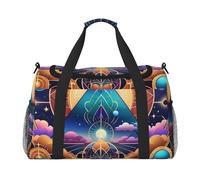 Cosmic Harmony - Borsone da viaggio per uomini e donne, borsa da viaggio pieghevole e spaziosa borsa da viaggio per riporre articoli da toeletta, articoli personali, nero, L, Nero , L