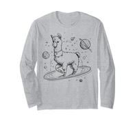 Cosmic Llama Space Explorer Saturno Pianeta Universo Stelle Maglia a Manica