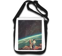 Cosmic Love - Borsa a tracolla con scritta "Outer Space", colore: Bianco