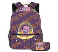 Cosmic Monsters Zaino con astuccio, set di 2 zaini per bambini per ragazzi ragazze adolescenti, borsa da viaggio per studenti, Multicolore, B：29.4x20x40cm P：19x7.5x3.8cm, Zaini Daypack