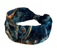 Cosmic Moon - Fasce larghe per capelli da donna, con funghi magici, per yoga, allenamento, per lavare il viso e il trucco