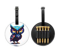 Cosmic Owl - Borsa portaoggetti per tee da golf, facile da trasportare e più efficiente per giocare a golf, colore: Nero