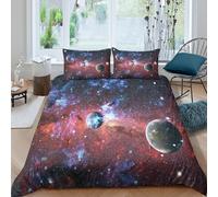 Cosmic planetscopripiumino morbida microfibra 3 Pezzi stampa 3D con cerniera Galactic space scene Set Di Copripiumino con federe per cuscini soffice for bambini e adolescenti Double（200x200cm）