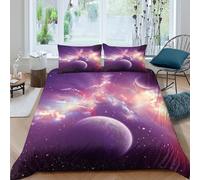 Cosmic planetscopripiumino ultra microfibra 3 Pezzi stampa di 3D con cerniera Galactic space art Set Di Copripiumino con federe per cuscini soffice for bambini e adolescenti Single（135x200cm）