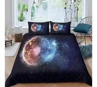 Cosmic planetSet Di Copripiumino microfibra morbida 3 pezzi motivo 3D cerniera nascosta Galactic space art copripiumino con federe traspirante ultra morbido for ragazze King（220x240cm）
