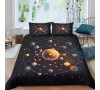 Cosmic planetsSet Di Copripiumino morbida 3 Pezzi stampa di 3D cerniera nascosta Space art style copripiumino incluso federe aiosa for bambini adulti ragazzi Double（200x200cm）