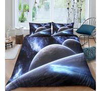 Cosmic planetsSet Di Copripiumino morbida microfibra 3 pezzi motivo 3D con cerniera Space fantasy art style copripiumino incluso federe aiosa ultra morbido e traspirante for bambini King（220x240cm）