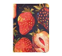Cosmic - Porta passaporto in pelle con fragola, con scomparto per carte di vaccino, leggero, colore: Rosso