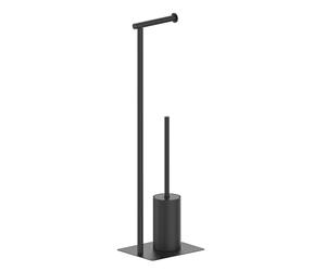 COSMIC Porta Scopino da Bagno - Design Rettangolare, Metallo Resistente all'Umidità, Facile da Installare, 85x13x15 cm, Nero, Essentials Series