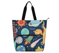 Cosmic Rockets - Borsa tote per bambini, motivo cielo stellato, per ragazzi, ragazze, donne, grande, borsa per attività artistiche, con cerniera, per università, shopping, spiaggia