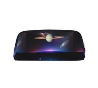 Cosmic Saturn - Astuccio in pelle leggera e portatile, con cerniera, 20,5 x 5,5 x 8 cm, per ufficio, viaggi, trucchi, Oro, Taglia unica, Portamonete