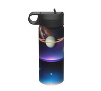 Cosmic Saturn - Borraccia termica per il tempo libero, con cannuccia in acciaio inox (510 ml), adatta per campeggio, fitness, escursioni all'aria aperta,