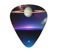 Cosmic Saturn - Plettri resistenti all'usura per chitarra, basso, chitarra elettrica, ukulele, sottili, medi, pesanti, 12 pezzi
