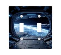 COSMIC Space Light Switch Placca / Outlet Covers, Deep Blue Universe per Home Decor, Piastre da parete in termoplastica, dimensioni standard doppia levetta