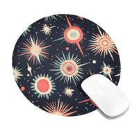 Cosmic Starflare Tappetino per mouse da gioco, design retrò con corpi celesti multicolore, robusto tappetino in gomma antiscivolo per uso domestico e ufficio, rotondo, 20,3 x 20,3 cm