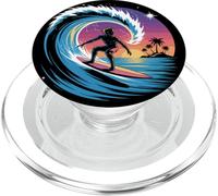 Cosmic Surf Wave, t-shirt retrò vintage surfista galassia PopSockets PopGrip per MagSafe