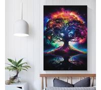 Cosmic Tree of Life Unity Art - Poster di illustrazione retrò su tela, decorazione da parete, soggiorno, camera da letto, 30 x 45 cm