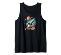 Cosmic Vibes Only Retro Space Rocket Planet Galaxy Aesthetic Canotta