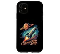 Cosmic Vibes Only Retro Space Rocket Planet Galaxy Aesthetic Custodia per iPhone 11