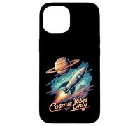 Cosmic Vibes Only Retro Space Rocket Planet Galaxy Aesthetic Custodia per iPhone 15