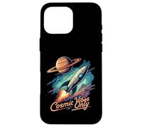 Cosmic Vibes Only Retro Space Rocket Planet Galaxy Aesthetic Custodia per iPhone 16 Pro Max