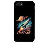 Cosmic Vibes Only Retro Space Rocket Planet Galaxy Aesthetic Custodia per iPhone SE (2020) / 7/8